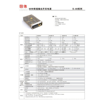 Hohe Qualität 5V 12V 24V 48V Stromversorgung 60W (S-60)